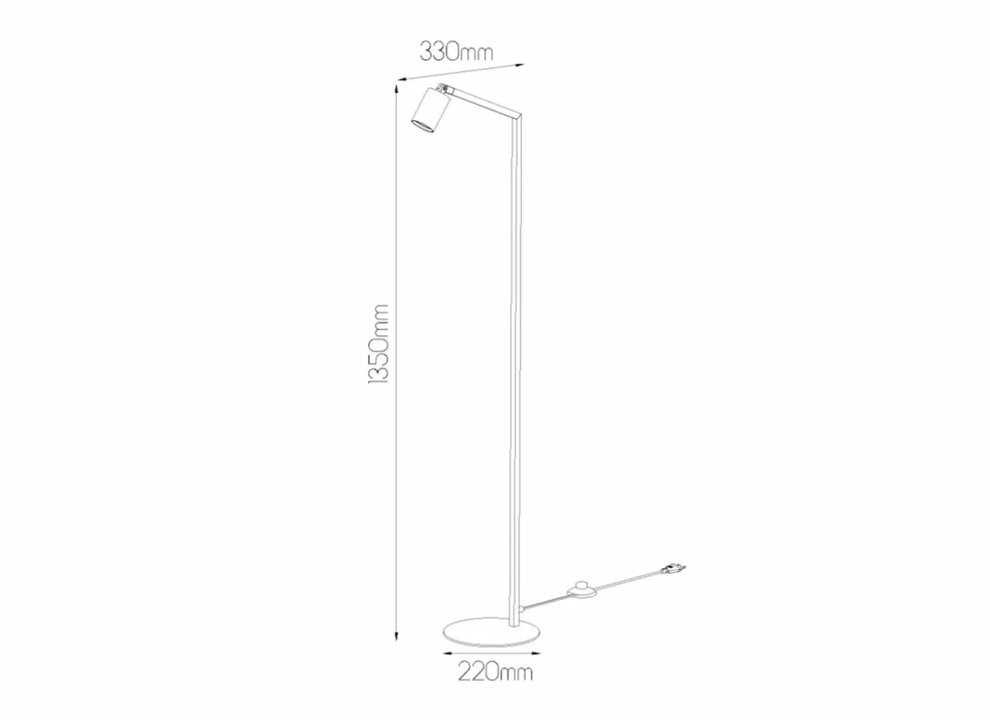 Staande lamp H135cm GU10 - aluminium - wit