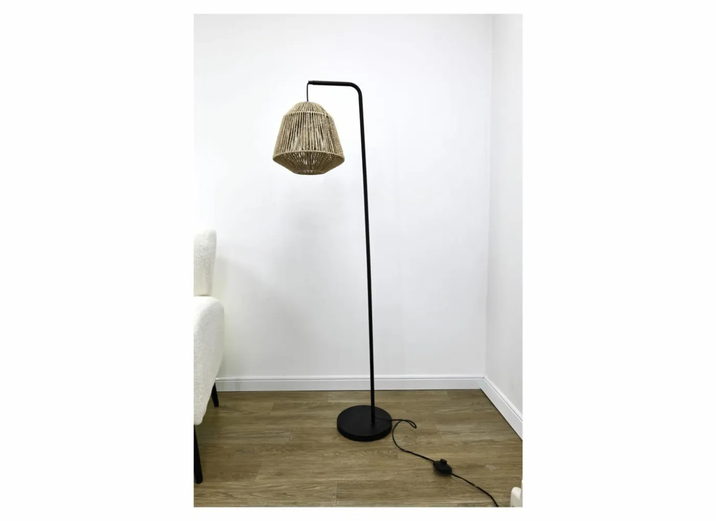 Staande lamp Juniper H150cm E27 - geweven touw - bruin