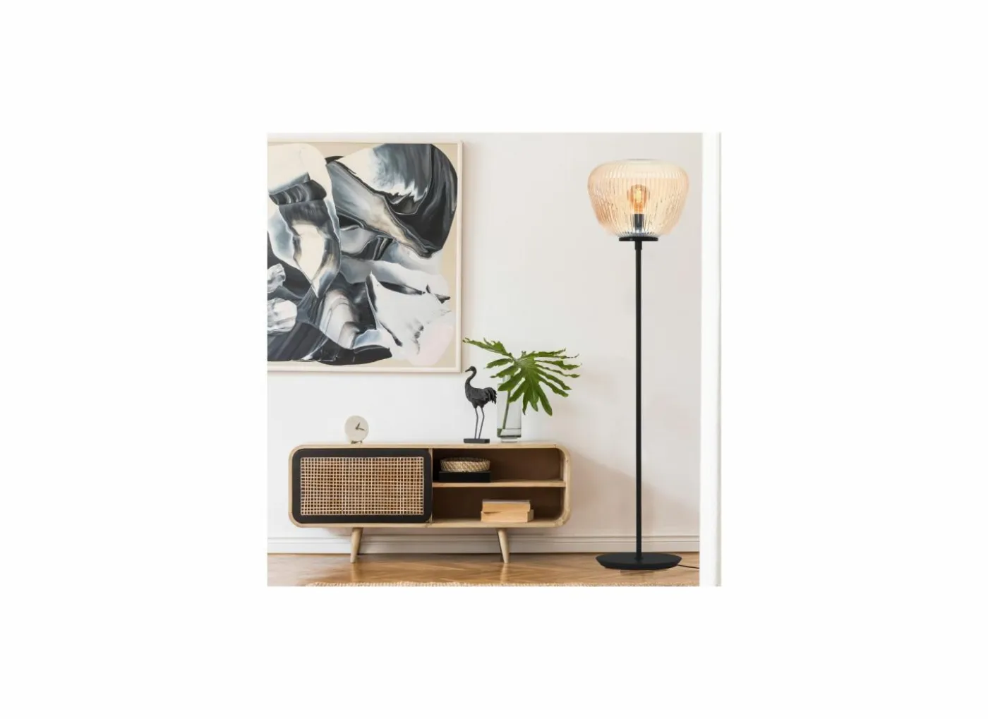 Staande lamp Kaizen LED H140cm E27 - metaal & glas - amber
