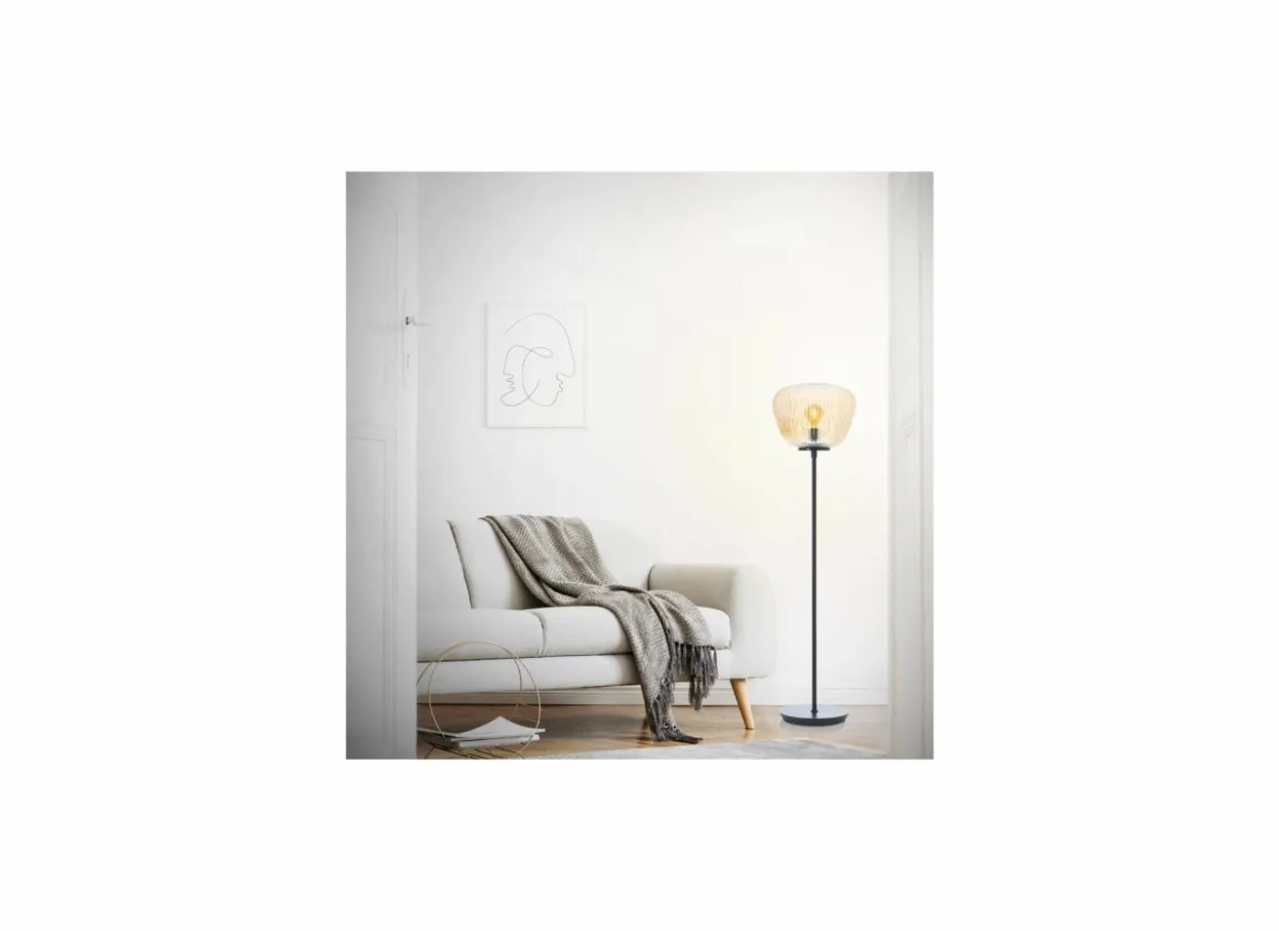 Staande lamp Kaizen LED H140cm E27 - metaal & glas - amber