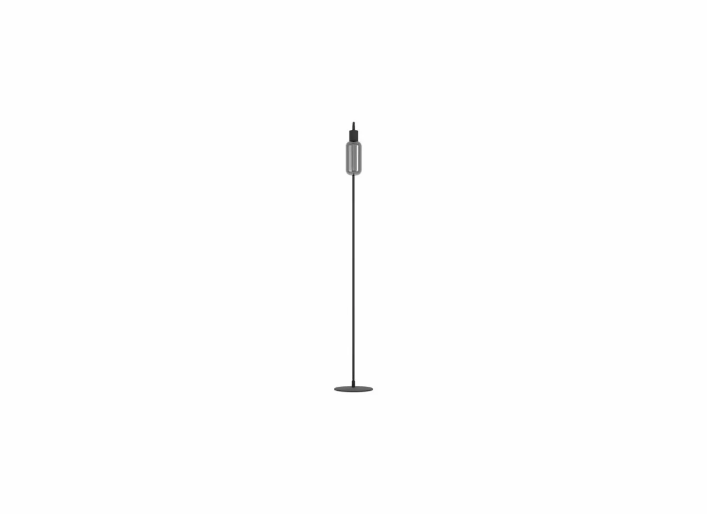 Staande lamp Maione H151cm E27 - staal & glas - zwart & grijs