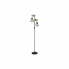 Staande lamp Townshend H167cm E27 - hout massief & staal - zwart & bruin