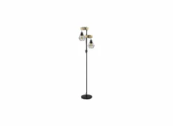 Staande lamp Townshend H167cm E27 - hout massief & staal - zwart & bruin