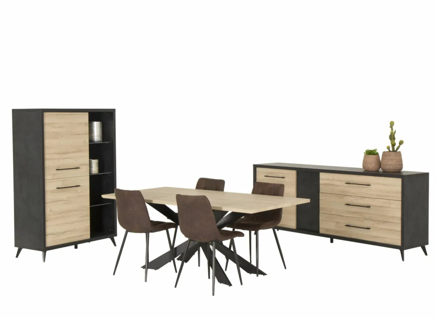 Stoel Churchill 46x54,5x85cm - metaal/stof - bruin