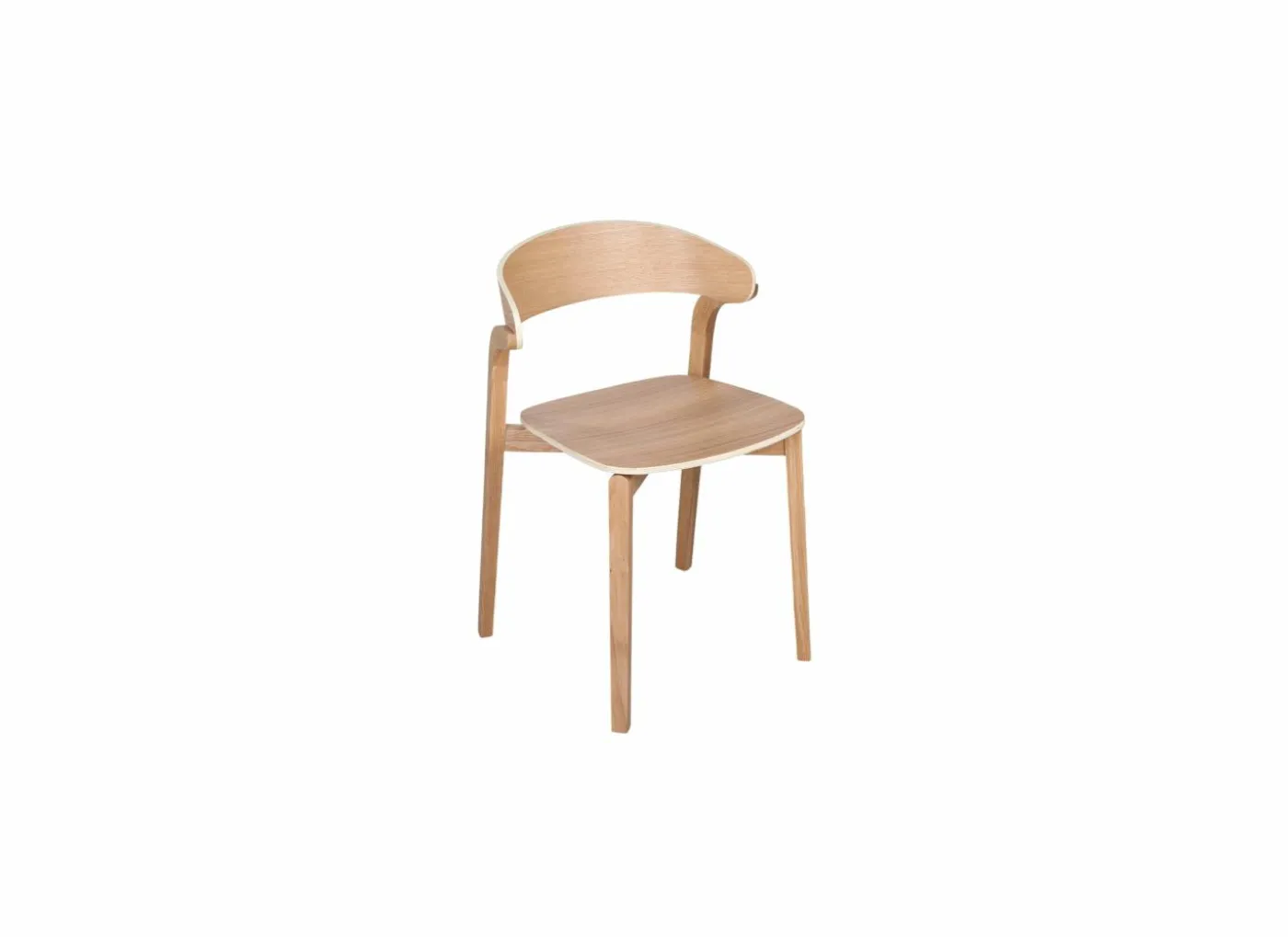 Stoel Ono 53,5x49,2x77cm - eik massief & fineer - witte eik
