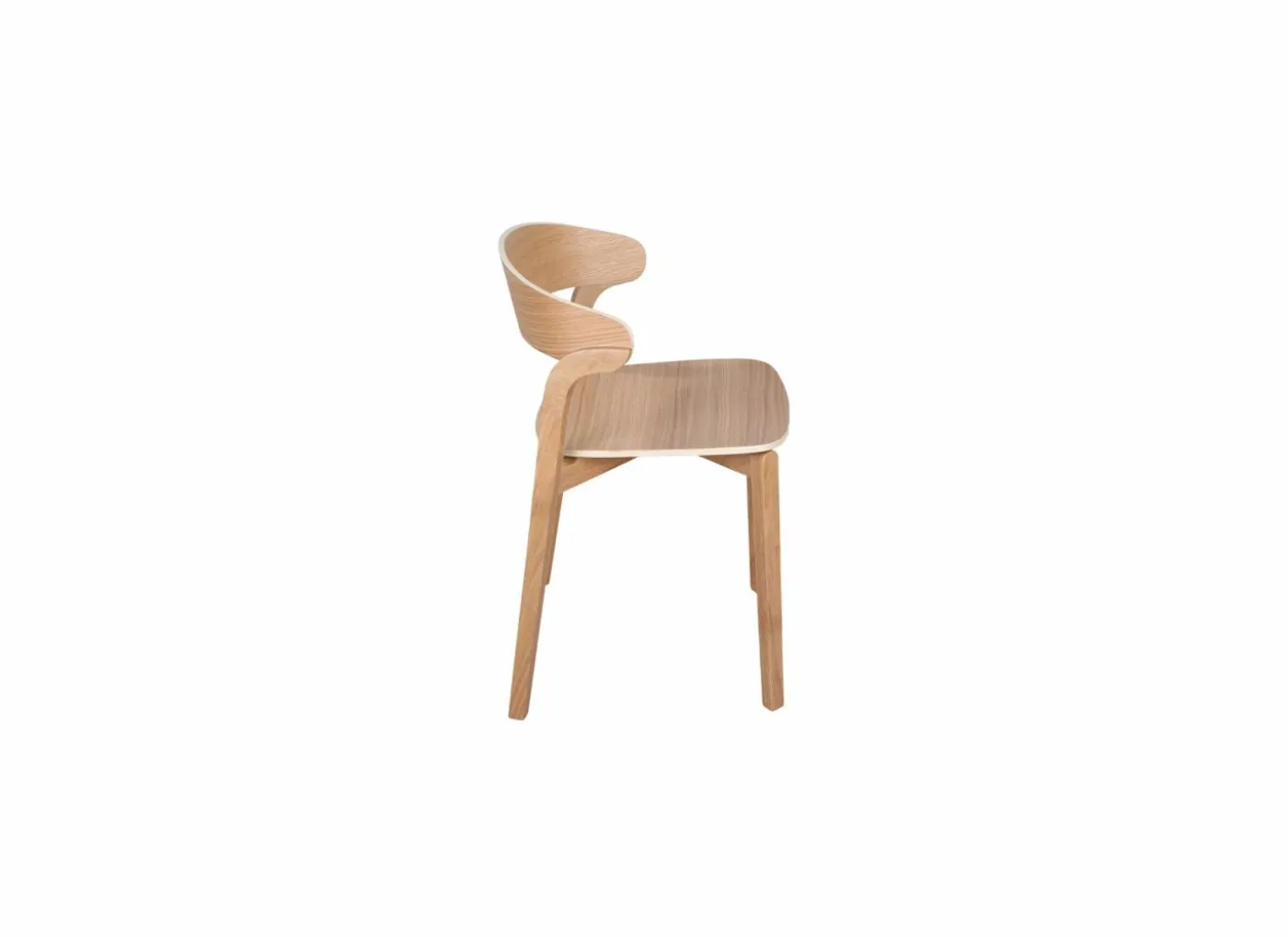 Stoel Ono 53,5x49,2x77cm - eik massief & fineer - witte eik