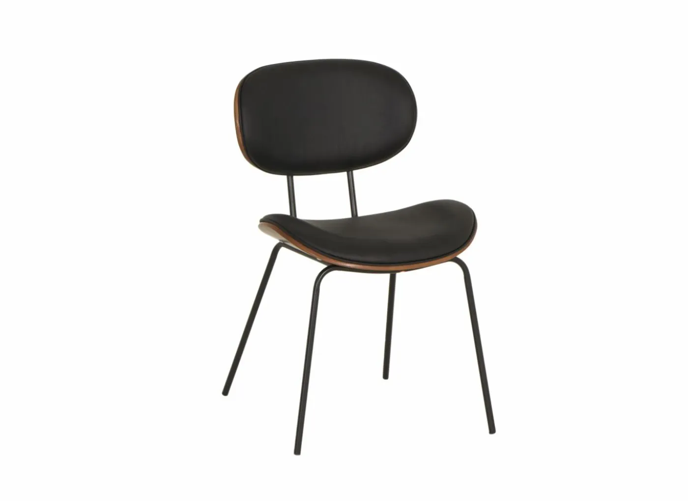 Stoel Ruby 51x57x79cm - lederlook - zwart/bruin