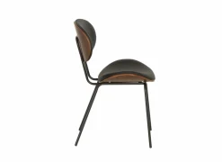 Stoel Ruby 51x57x79cm - lederlook - zwart/bruin