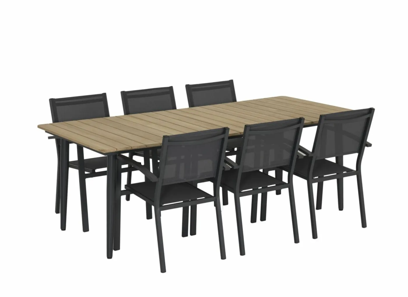 Tafel Brisk 220x100cm - teak massief & aluminium - naturel