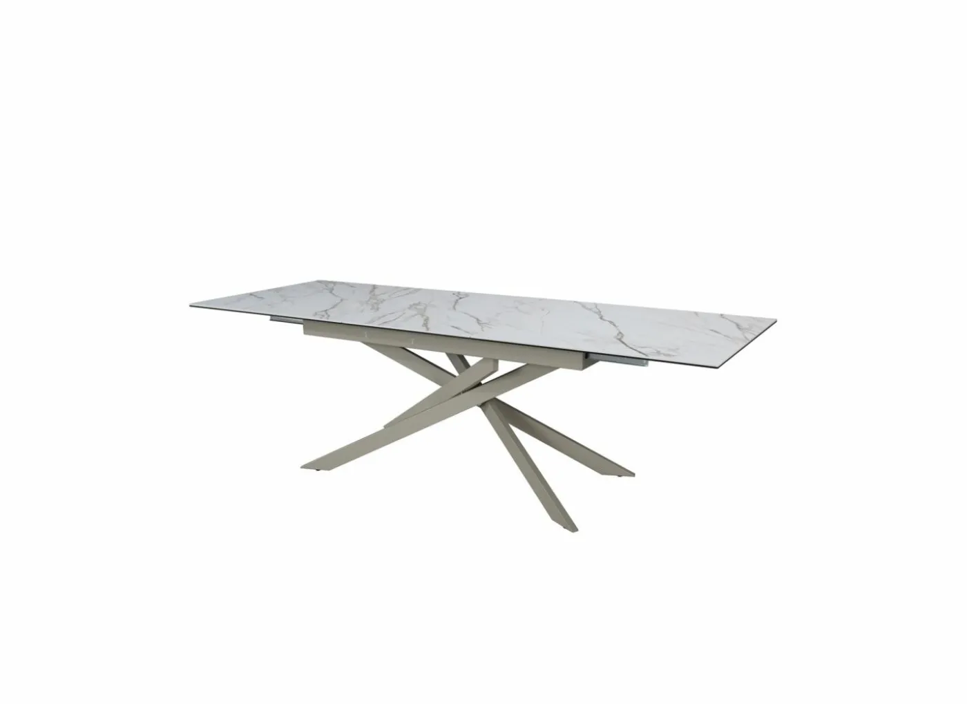 Tafel Gantia 180/240x90x76cm - keramiek & glas - wit goud zwart