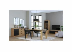 Tafel Kaszimiro 160/200x90cm - decor - waterford eik & zwart