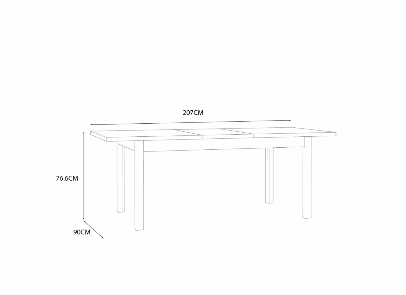 Tafel Killarney 160-207x90xH77cm - decor - mauvella oak