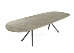 Tafel Onyx  220/300x120cm - HPL - marmor lugano & antraciet