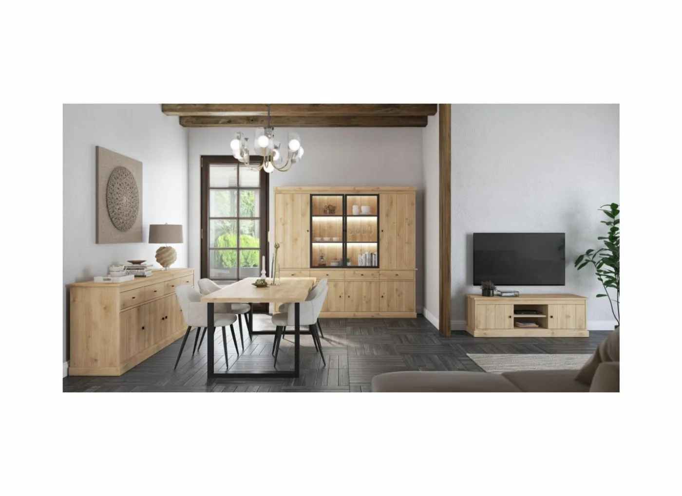 Tafel Valencia 180x98cm - melamine - lichte eik