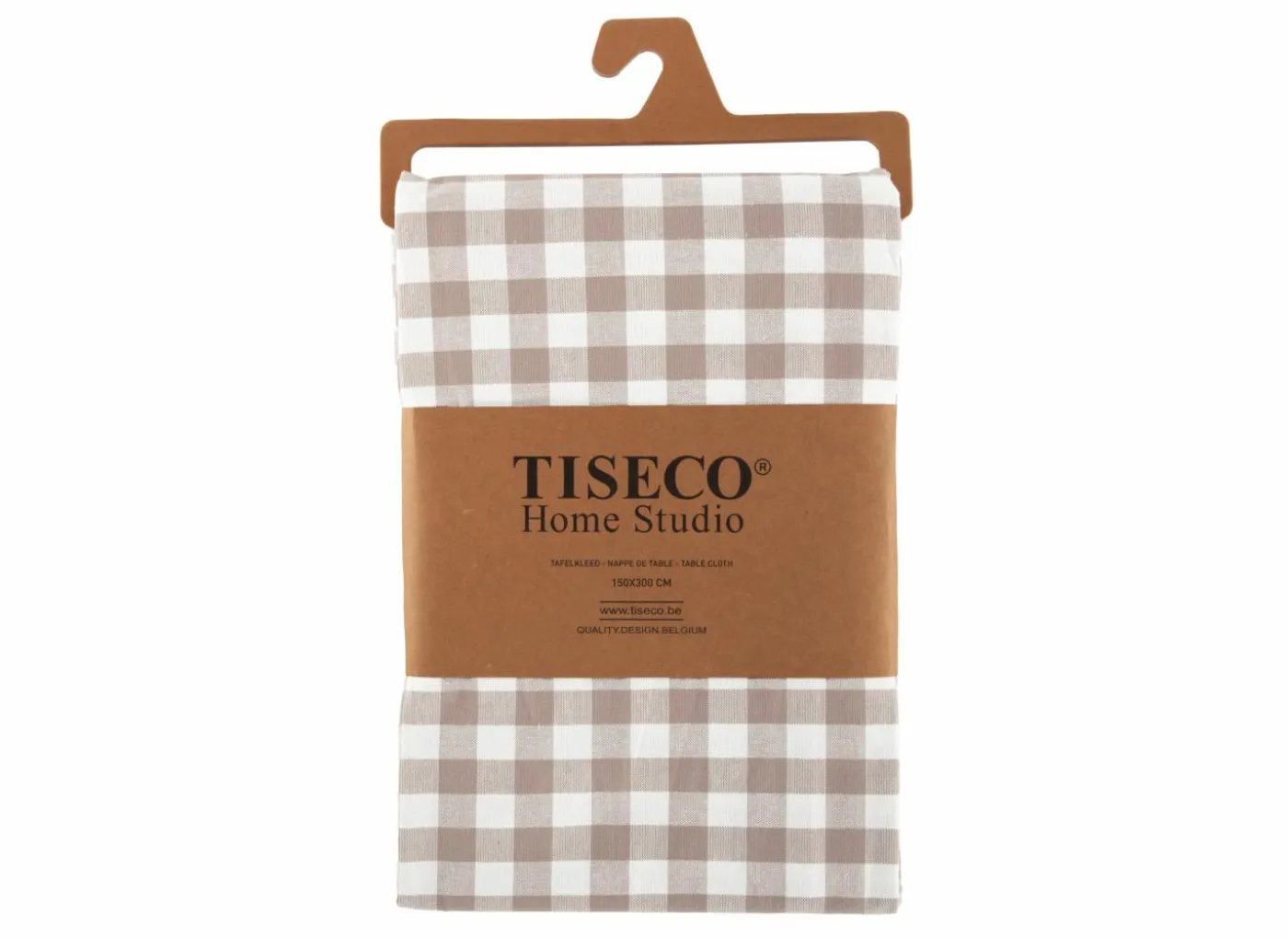 Tafelkleed Gingham 150x300cm - katoen - taupe