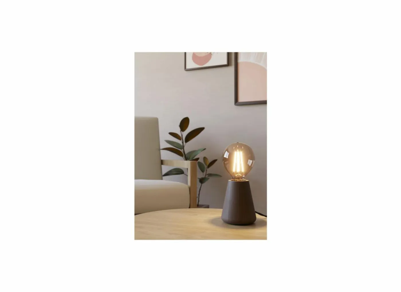 Tafellamp ASBY E27 H10cm hout donkerbruin