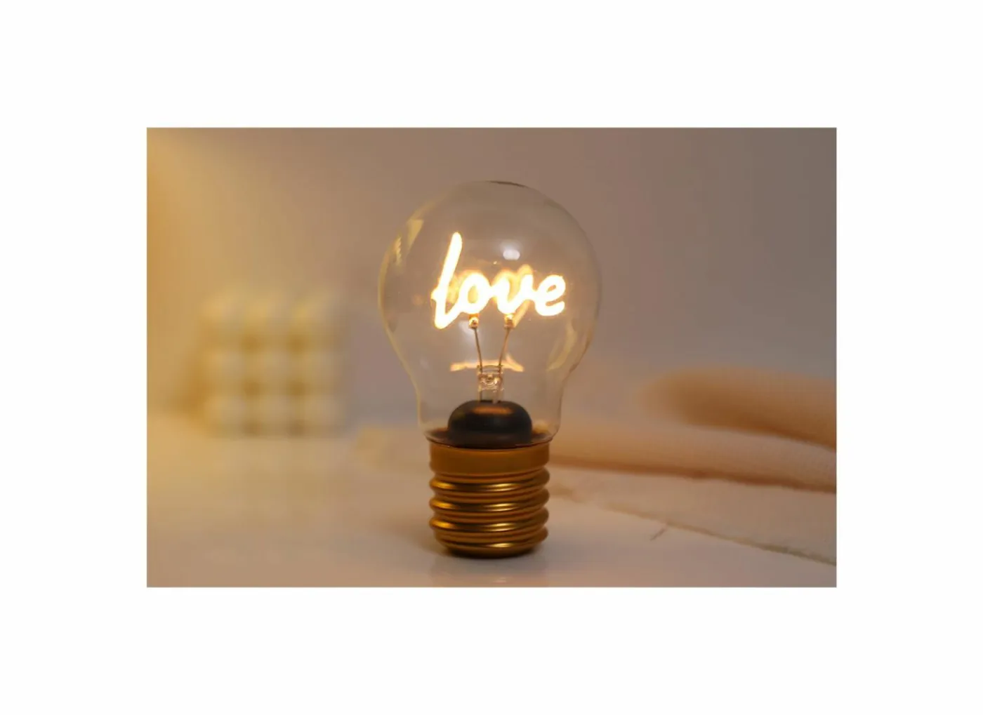 Tafellamp Bulb Shaped Light Love - glas & metaal - goud