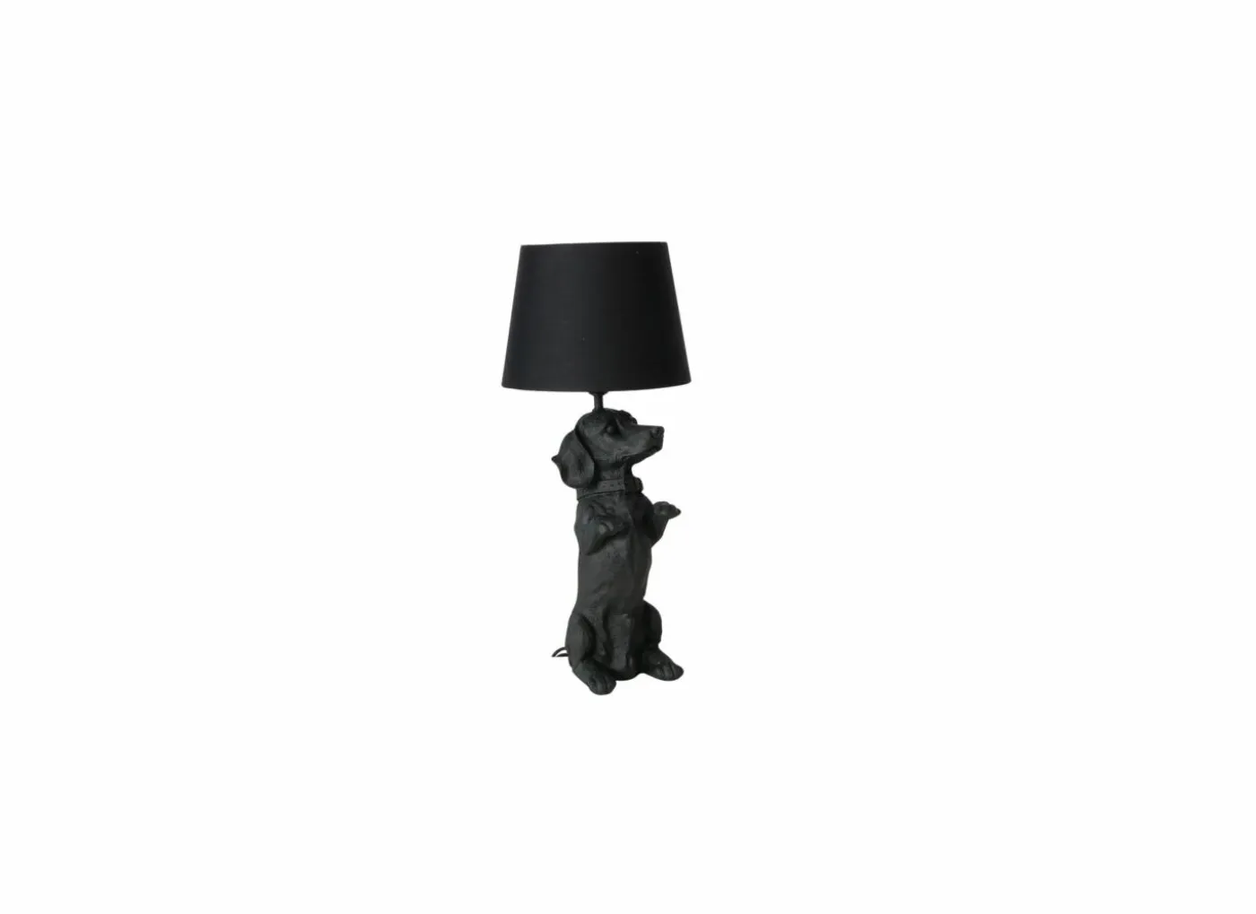 Tafellamp Dackel E27 H44,5cm - polystone - mat zwart
