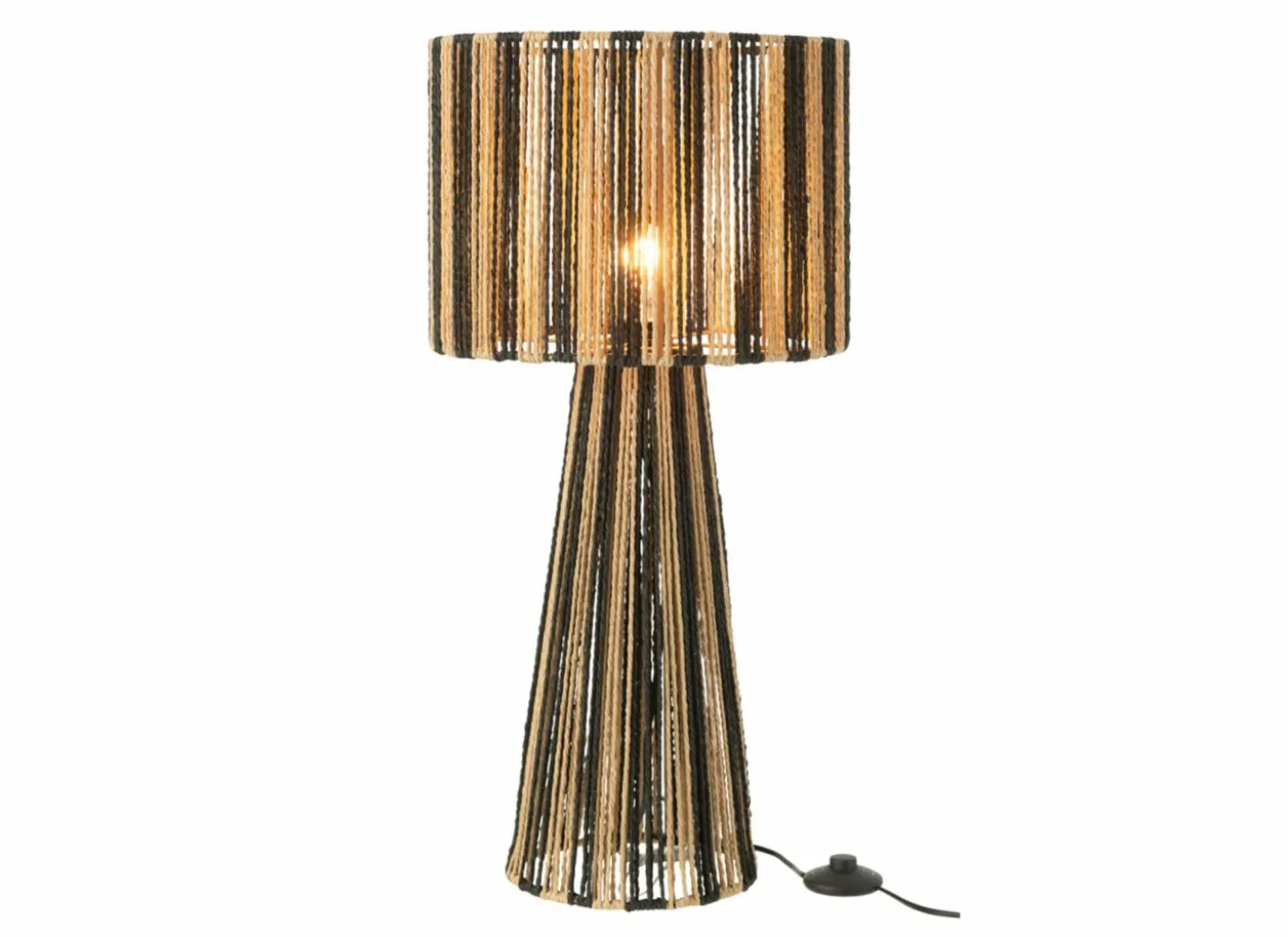 Tafellamp E27 H69cm - papier - zwart & naturel