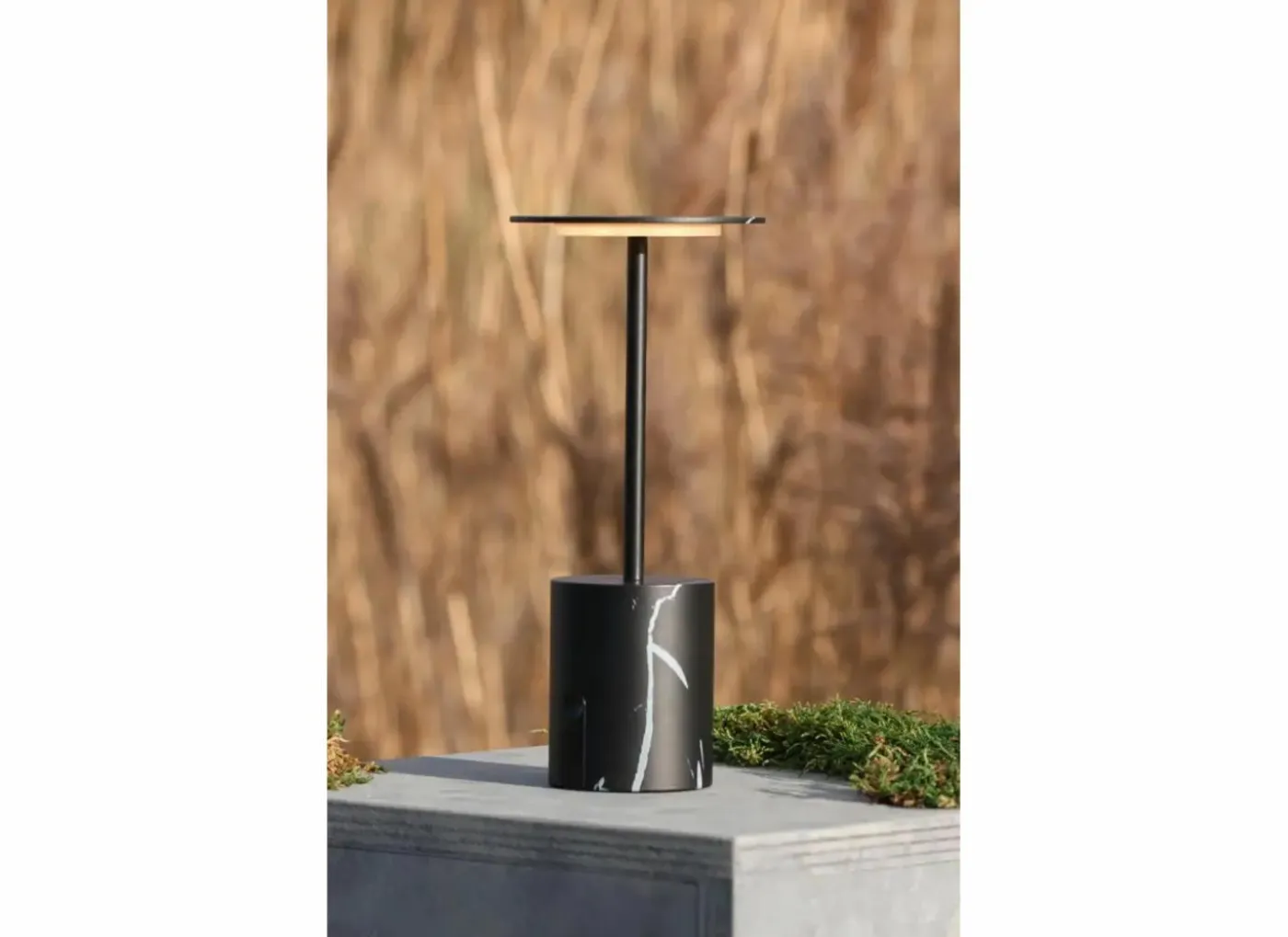 Tafellamp H20cm - aluminium - zwart met herlaadbare batterij