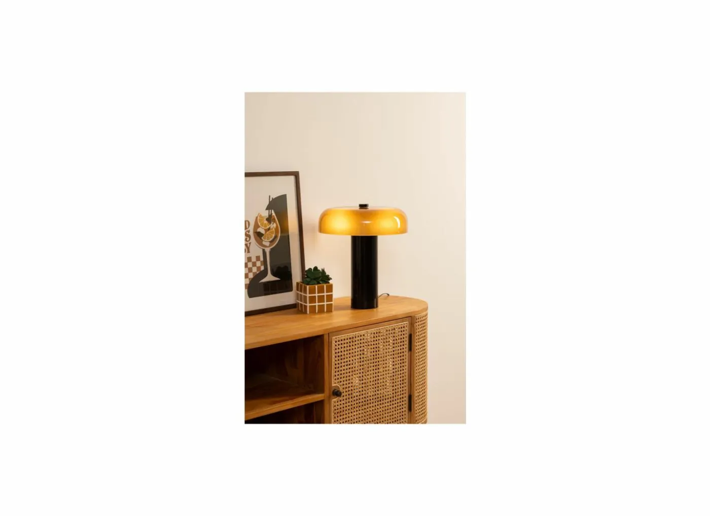 Tafellamp Jody E27 H27cm - glas & metaal - amber
