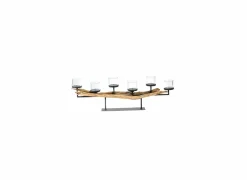Theelichthouder B95cm - hout massief & metaal - naturel