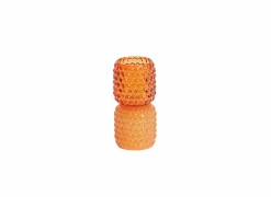 Theelichthouder Bublini H16cm - glas - oranje