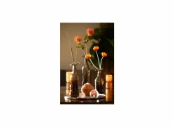 Theelichthouder Bublini H16cm - glas - oranje