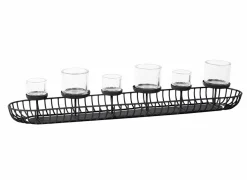 Theelichthouder Cleveland 80cm - metaal & glas - zwart