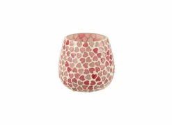 Theelichthouder Hart Ø9x8cm - glas - roze