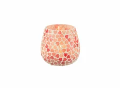 Theelichthouder Hart Ø9x8cm - glas - roze