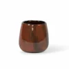 Theelichthouder H14cm - glas - rood & zwart