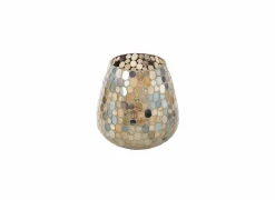 Theelichthouder Kemis H18cm - glas - beige
