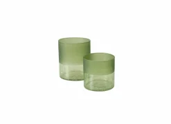 Theelichthouder Meredith set van 2 - glas - groen
