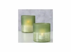 Theelichthouder Meredith set van 2 - glas - groen