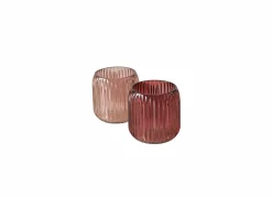 Theelichthouder Remsa H8,5cm - glas - licht/donkerroze