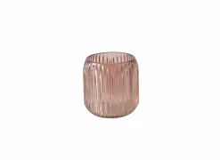 Theelichthouder Remsa H8,5cm - glas - licht/donkerroze