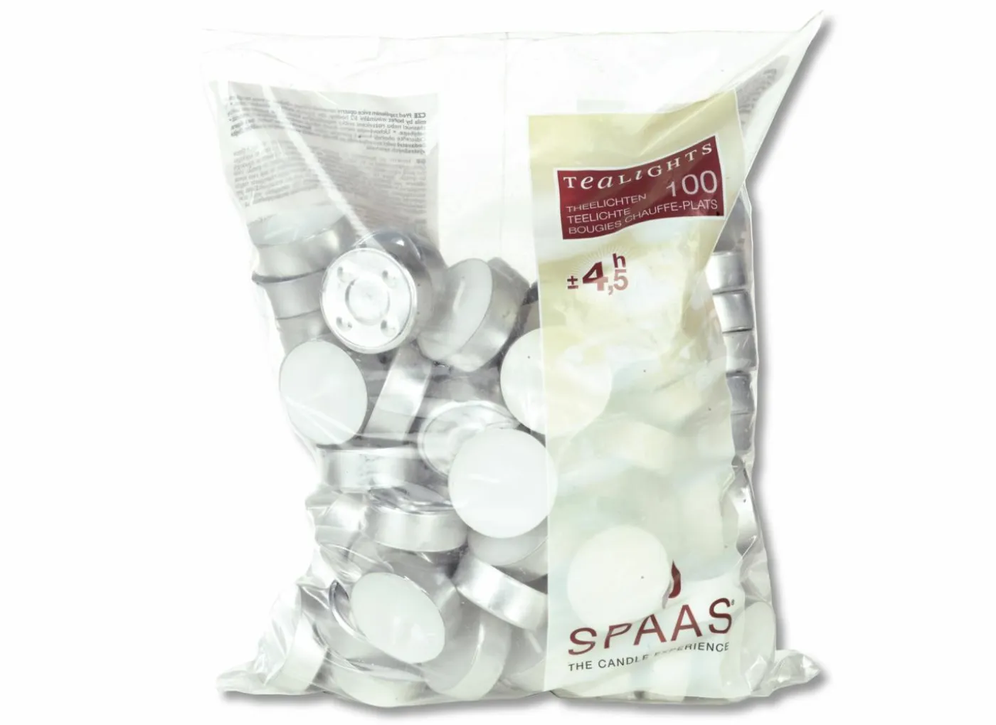 Theelichtjes 4,5u wit, 100 stuks
