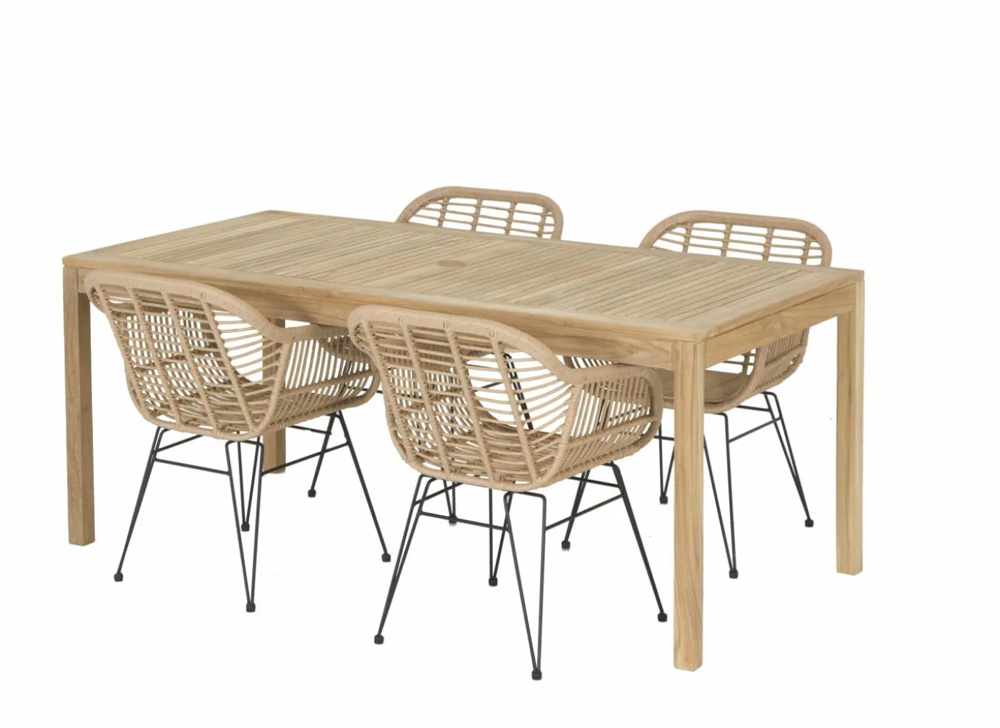 Tuinset Voodoo 180x90cm met 4 tuinstoelen Flores