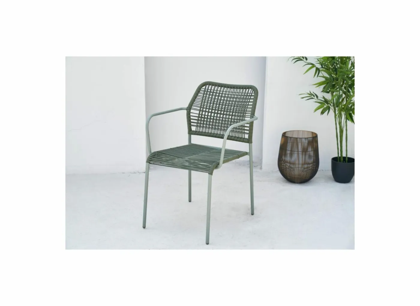 Tuinstoel Phi staal rotan groen