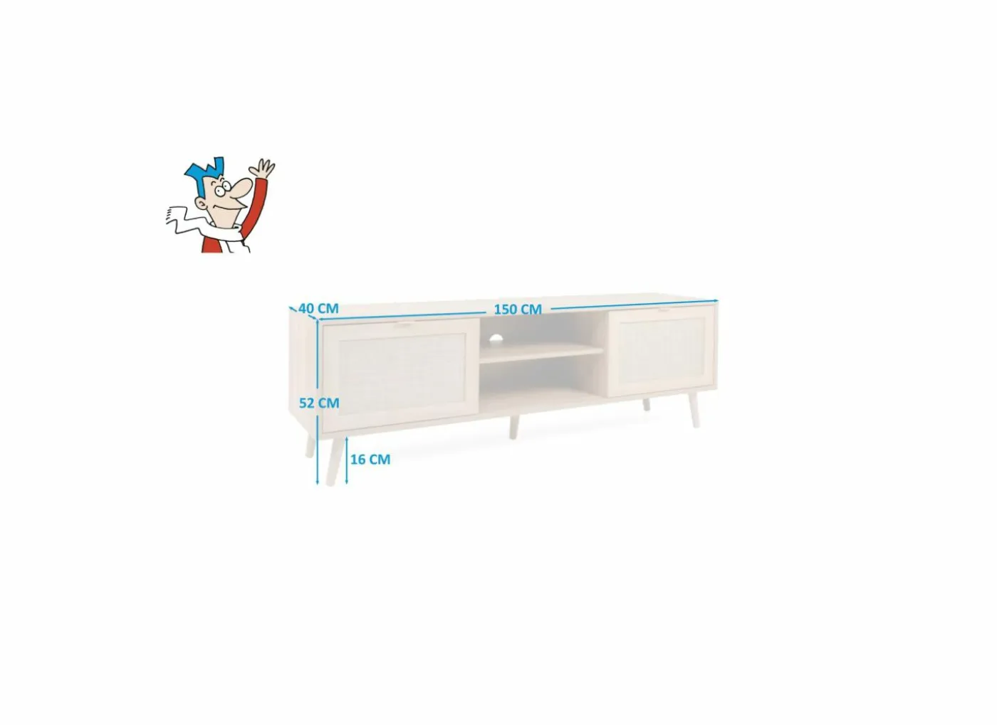 Tv-meubel Bali 150cm - melamine - sonoma eik