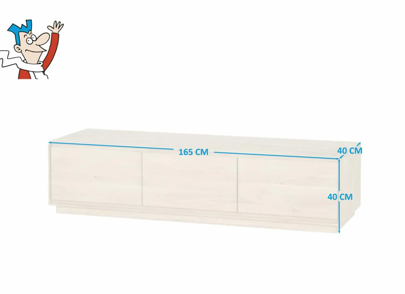 Tv-meubel Caviar 165cm - eik massief & decor - naturel