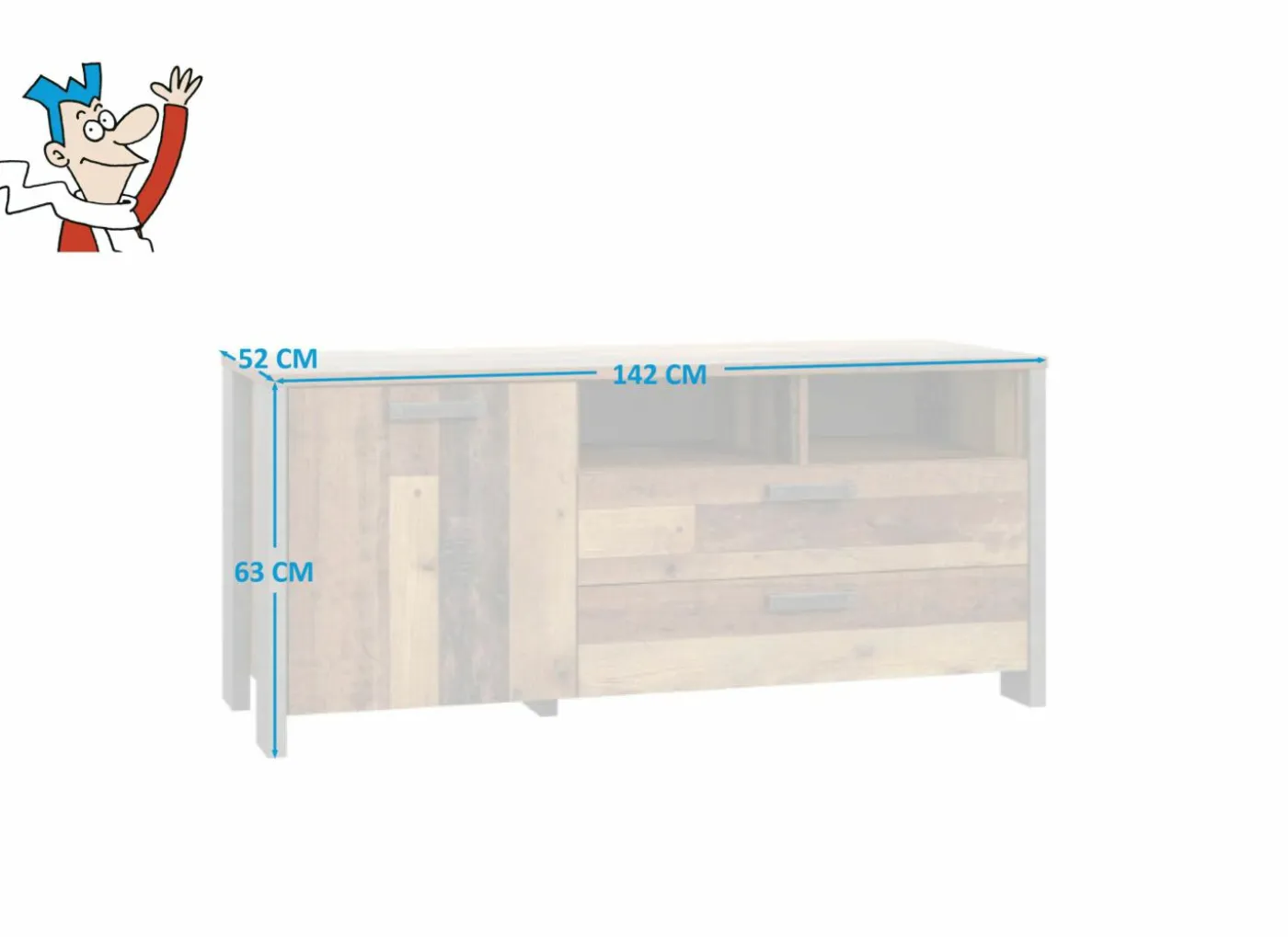 Tv-meubel Clif 142cm - decor - old wood & beton