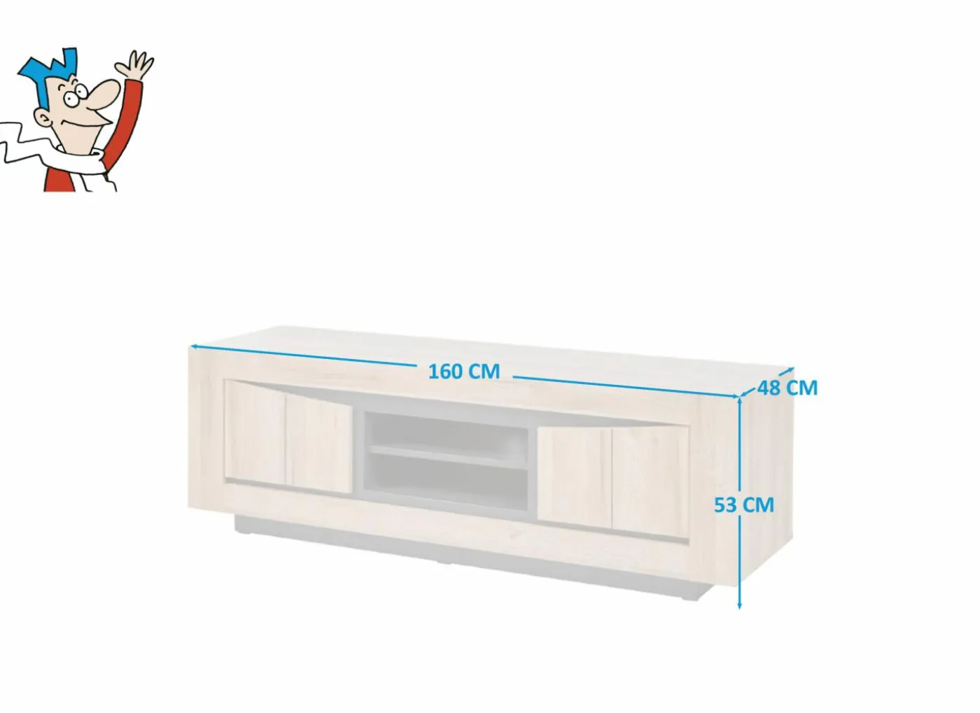 Tv-meubel 160cm - decor - French oak & grijs