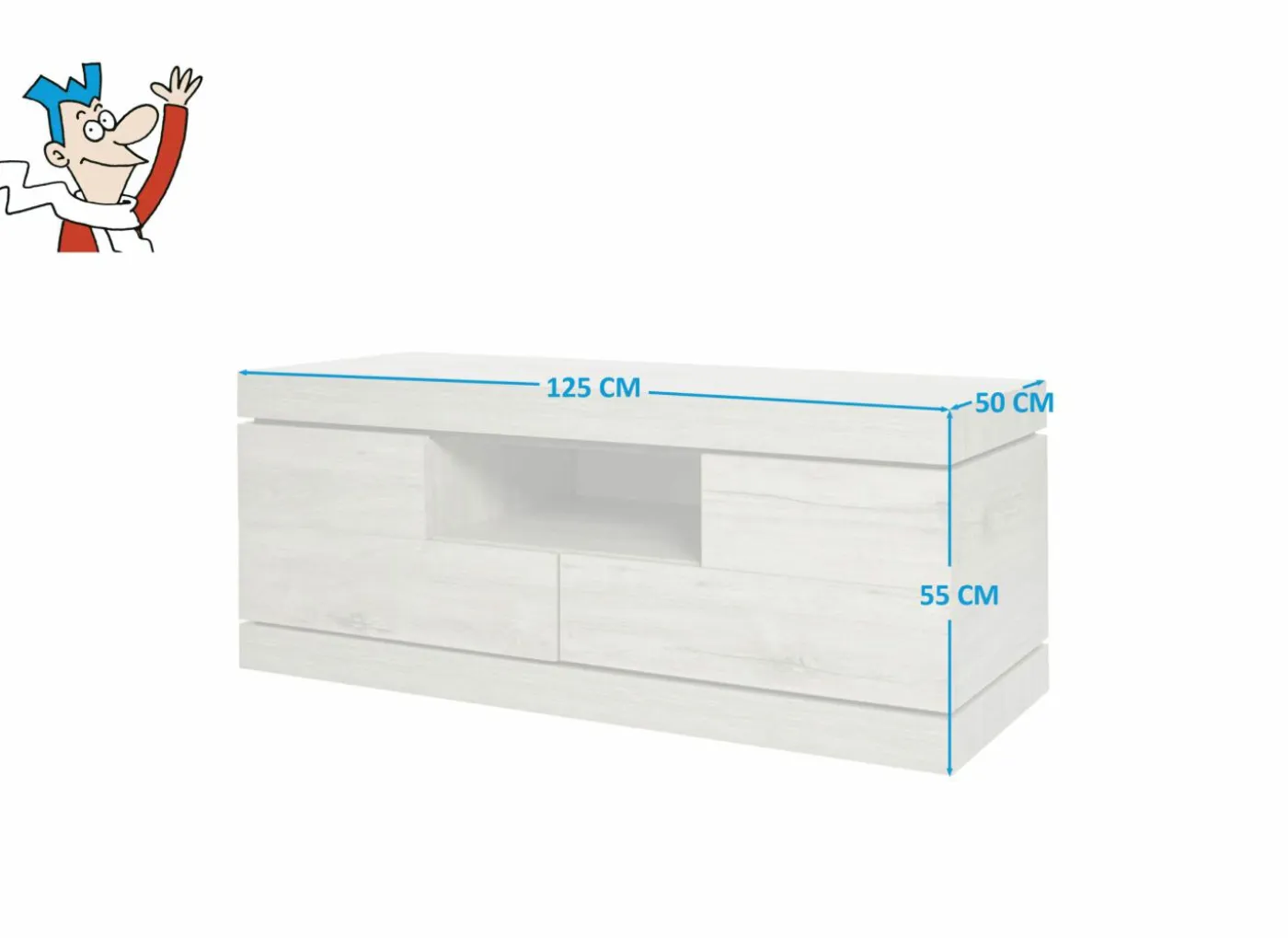 Tv-meubel Etna 125cm - decor - millenium eik & lichtgrijs