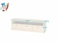 Tv-meubel Grimaldi 160cm - eik massief & decor - naturel
