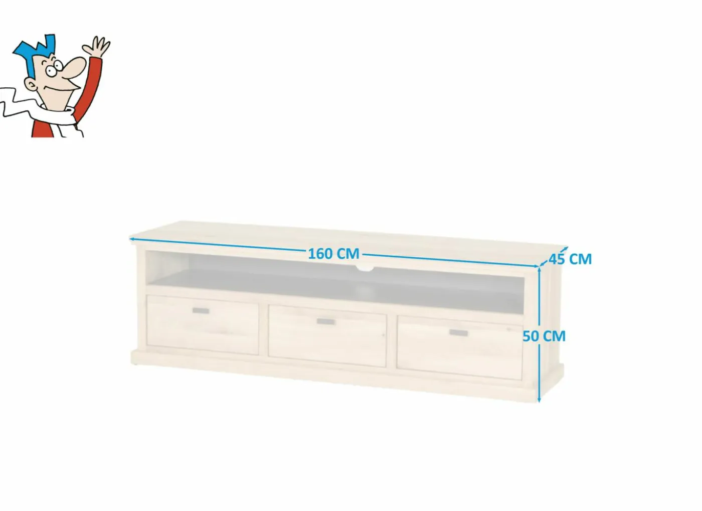 Tv-meubel Grimaldi 160cm - eik massief & decor - naturel