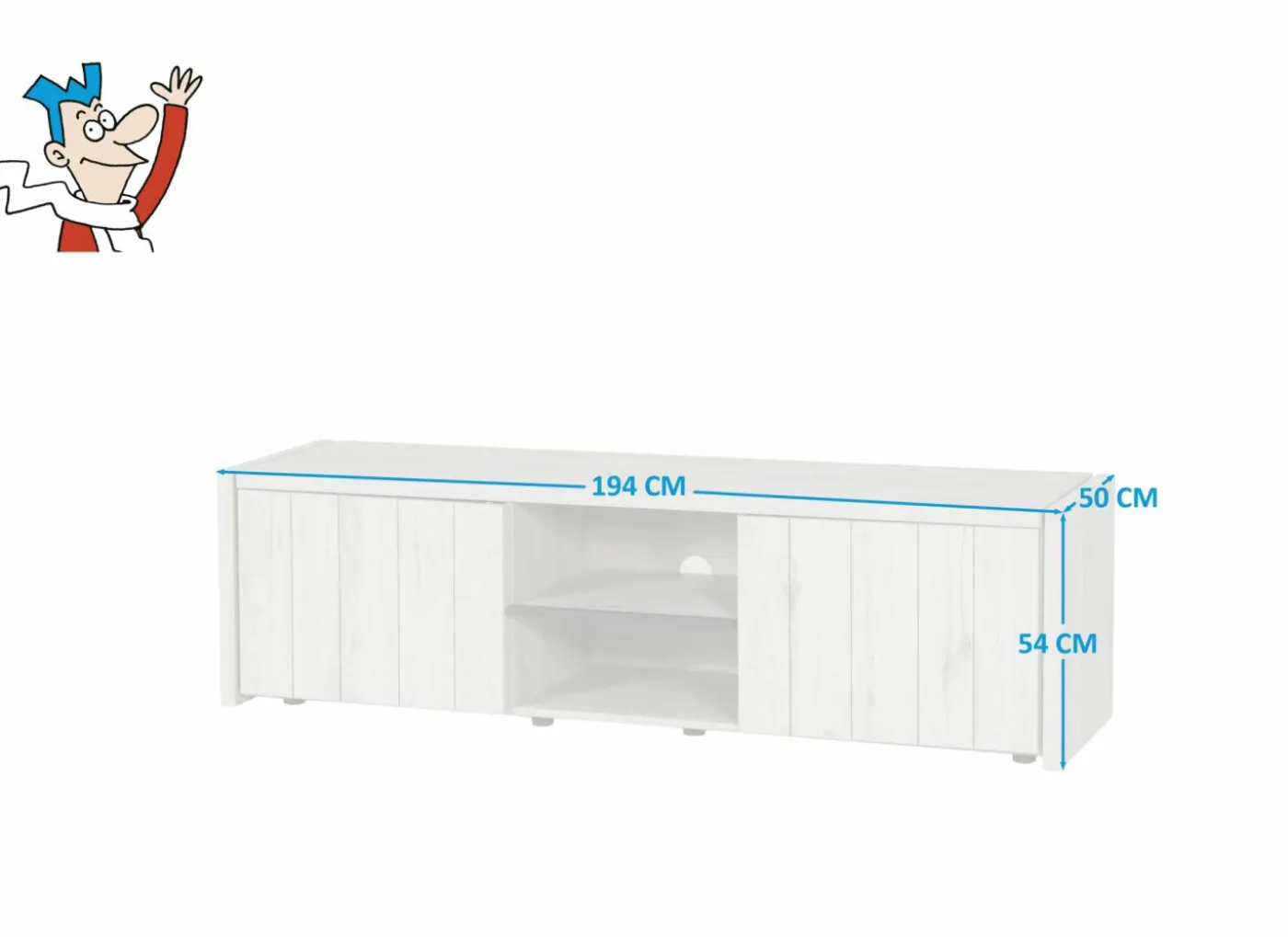 Tv-meubel Lucca 194cm - decor - millenium eik & lichtgrijs