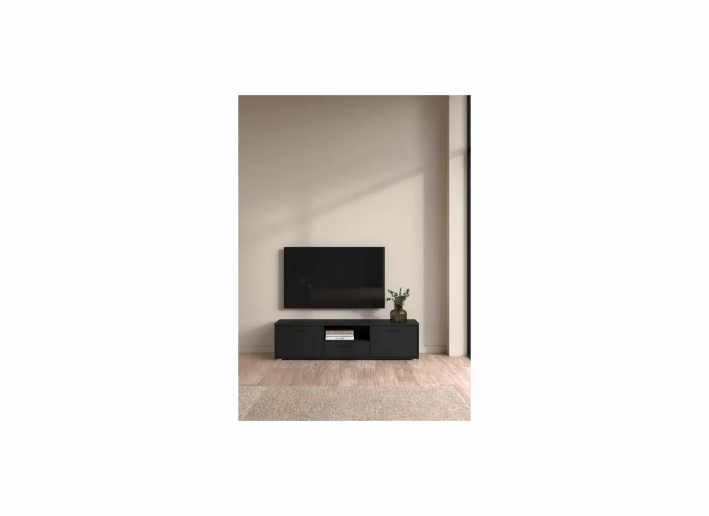 Tv-meubel Media 148cm - melamine - zwart