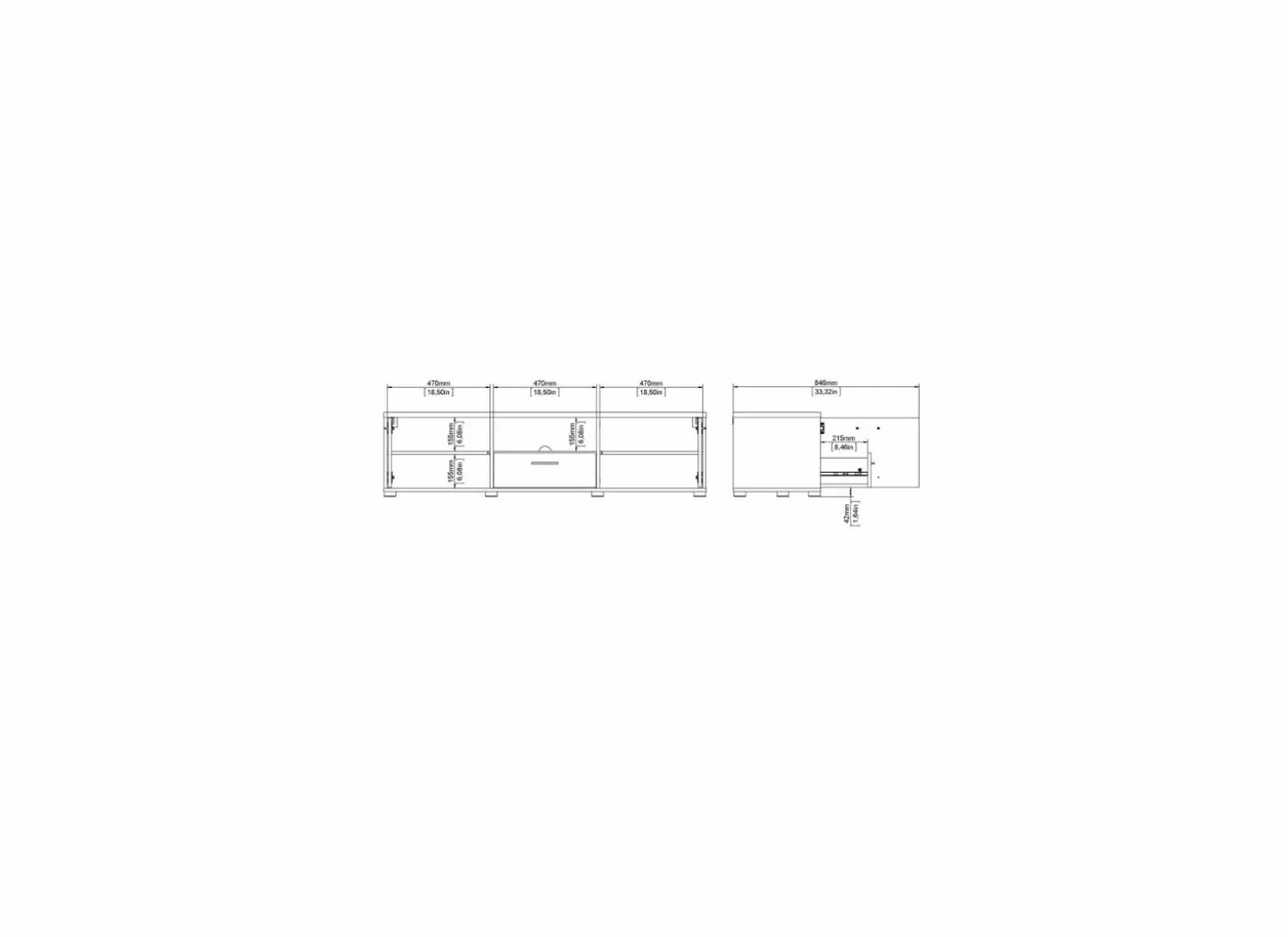 Tv-meubel Media 148cm - melamine - zwart
